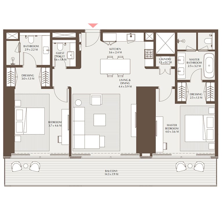 2br 1556sqft suite 1267sqft balcony 289sqft