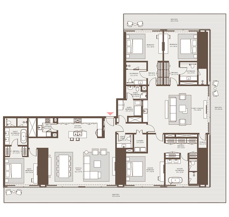 4br 4697sqft suite 3502sqft balcony 1195sqft