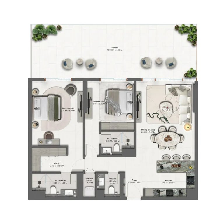 2br 1616sqft suite 1098sqft balcony 518sqft 768x768 1