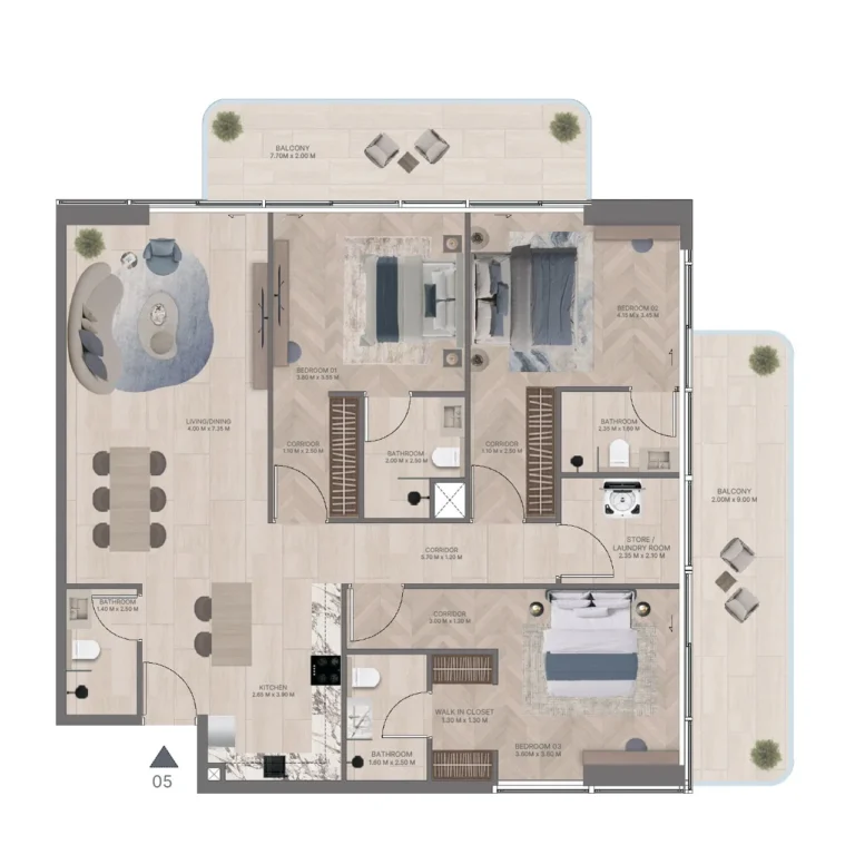3br 1842sqft suite 1485sqft balcony 357sqft 768x768 1